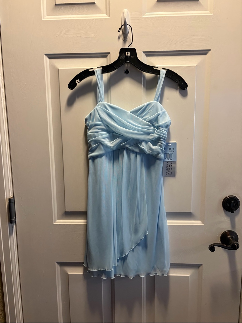 Light Blue Chiffon Dress with Draped Bust